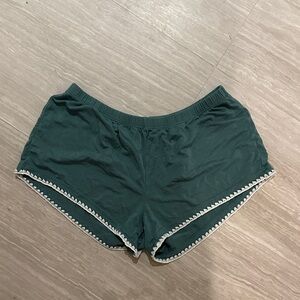 Eberjey Contrast Stitch Pajama Shorts Green Small